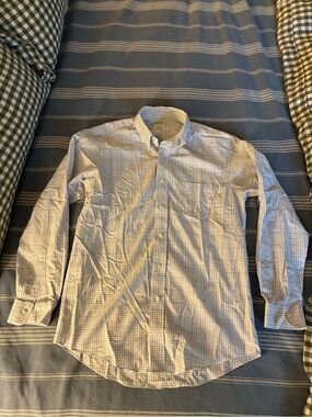 Brooks Brothers White Shirt with Light Blue and Light Pink Windowpane